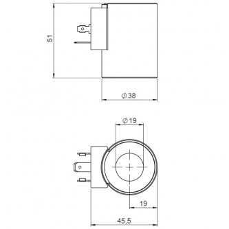 Coil 24VDC 36W fi19 h = 51mm